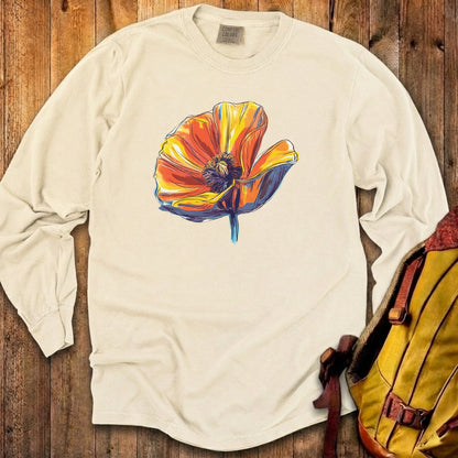 Painted Big Poppy Cotton Long Sleeve