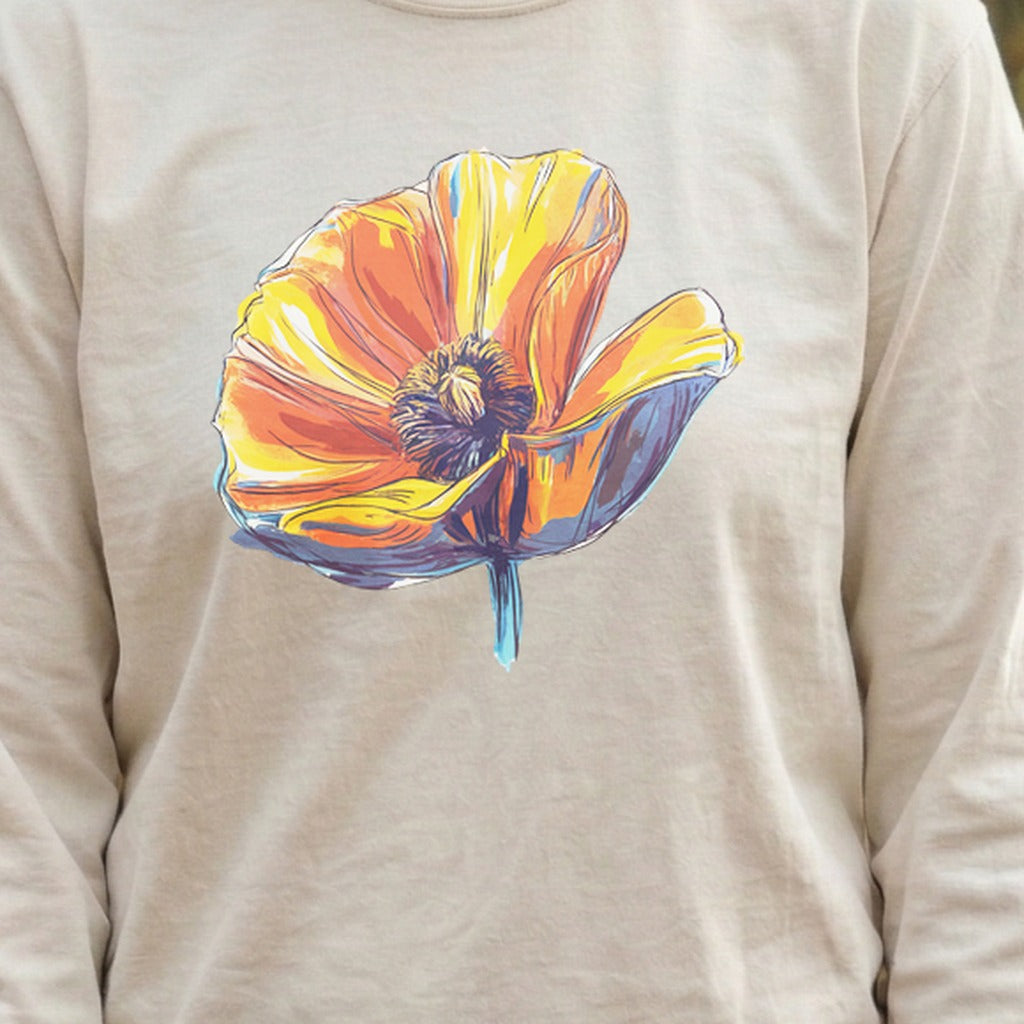 Painted Big Poppy Cotton Long Sleeve