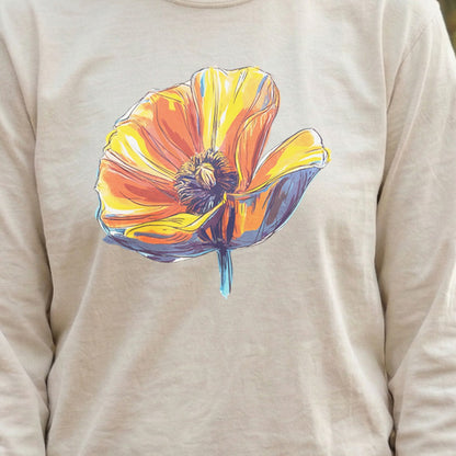 Painted Big Poppy Cotton Long Sleeve