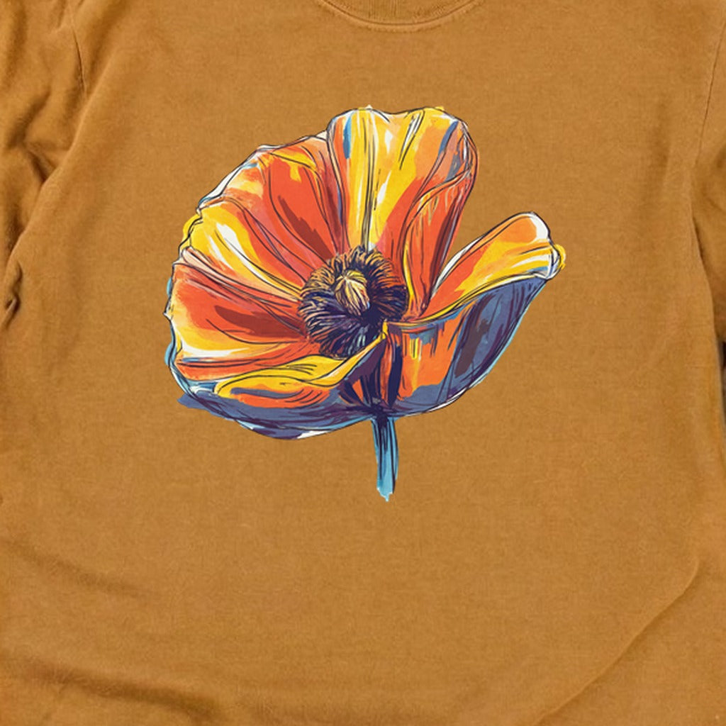 Painted Big Poppy Cotton Long Sleeve