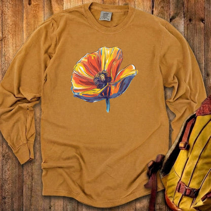 Painted Big Poppy Cotton Long Sleeve