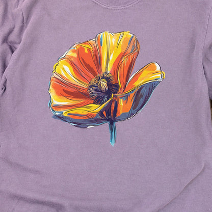 Painted Big Poppy Cotton Long Sleeve