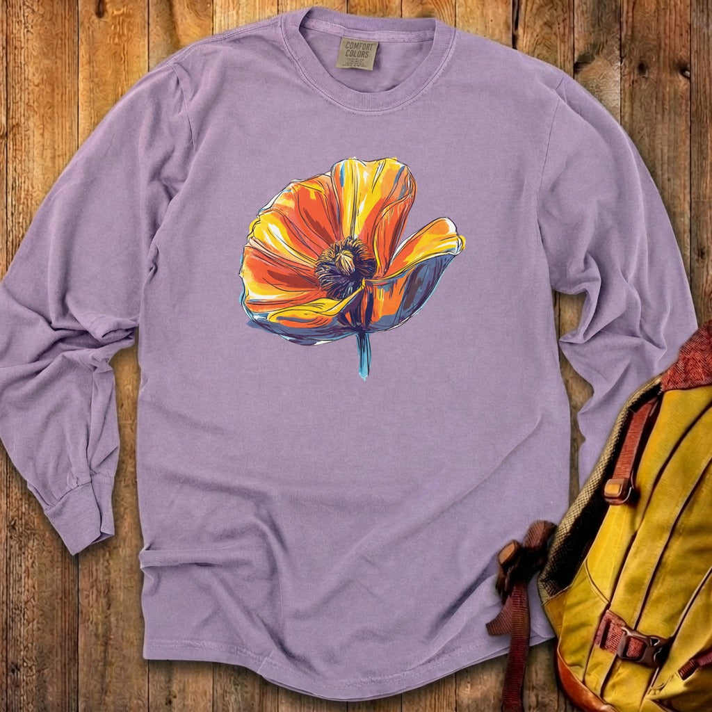 Painted Big Poppy Cotton Long Sleeve