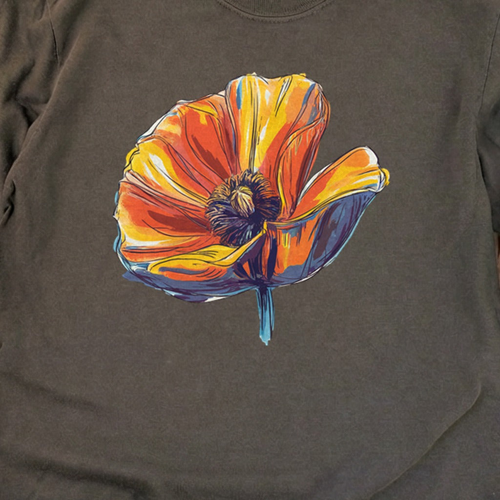 Painted Big Poppy Cotton Long Sleeve