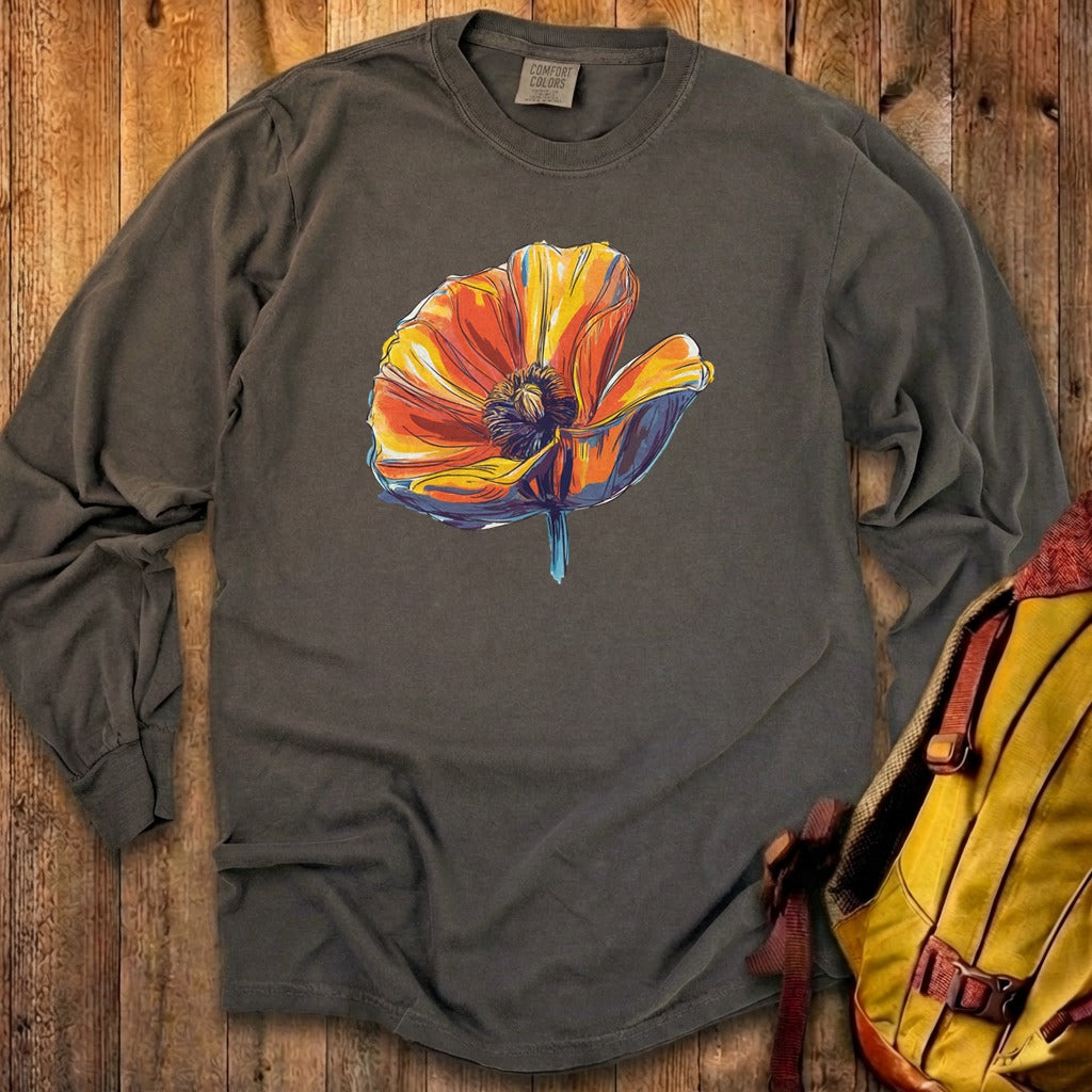 Painted Big Poppy Cotton Long Sleeve