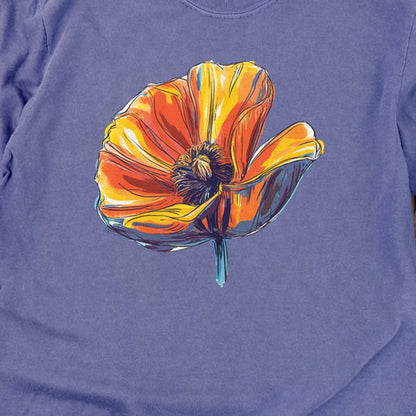Painted Big Poppy Cotton Long Sleeve