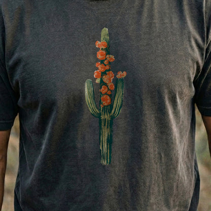 Painted Cactus in Bloom Cotton T-Shirt