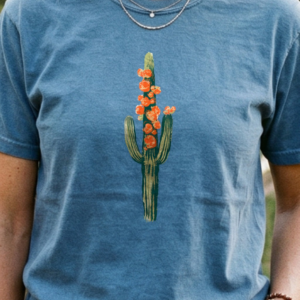 Painted Cactus in Bloom Cotton T-Shirt