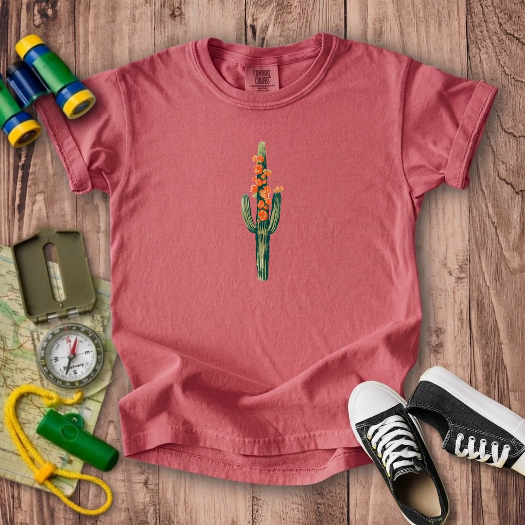 Painted Cactus in Bloom Kids Cotton T-Shirt