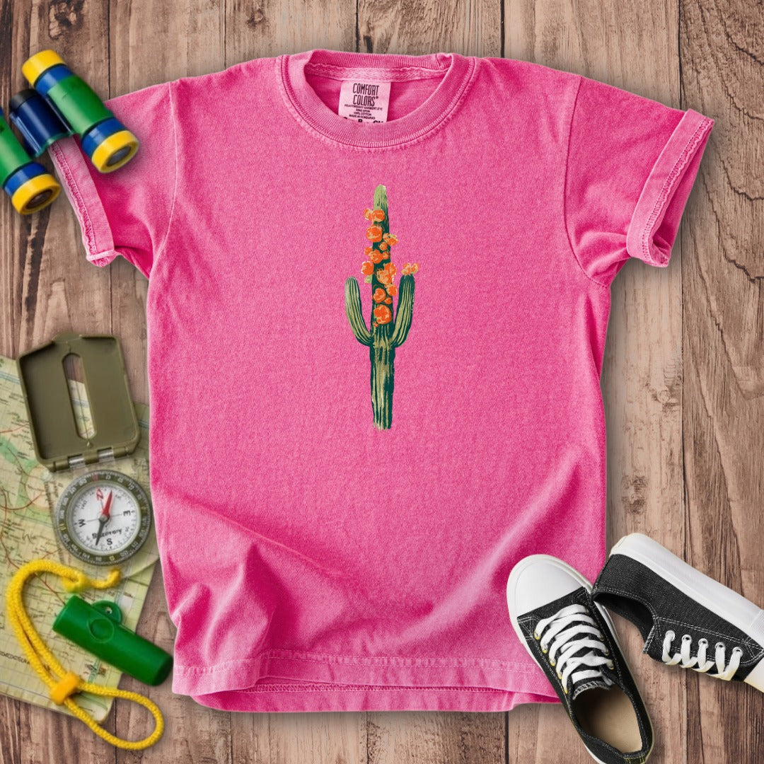 Painted Cactus in Bloom Kids Cotton T-Shirt