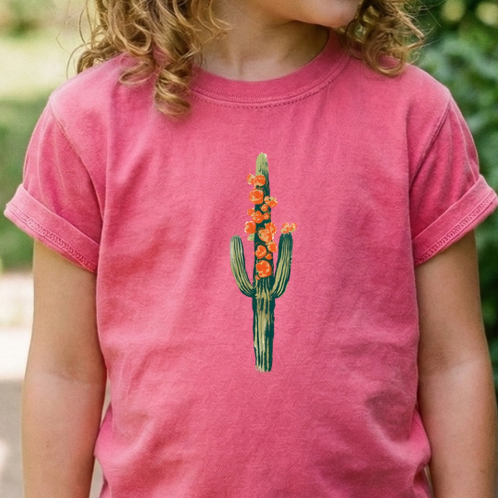 Painted Cactus in Bloom Kids Cotton T-Shirt