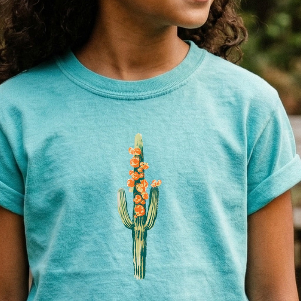 Painted Cactus in Bloom Kids Cotton T-Shirt