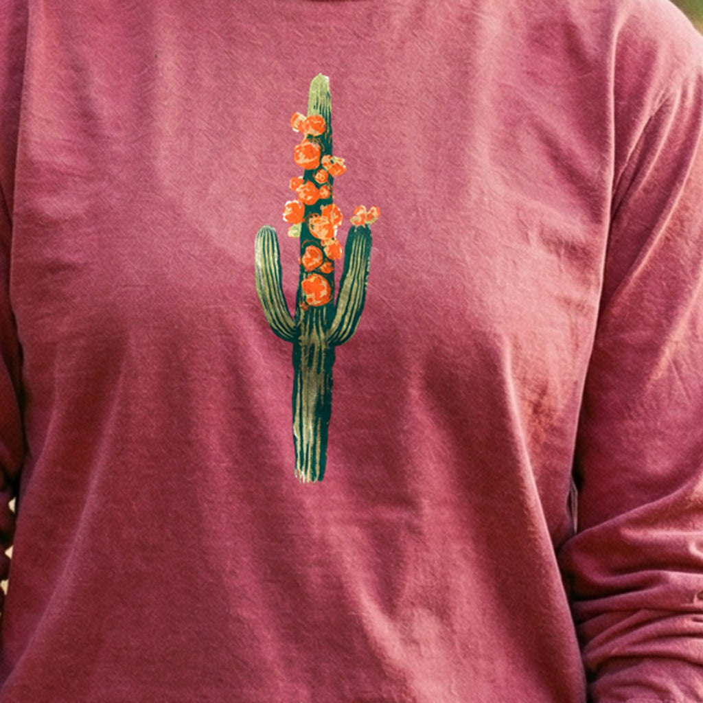 Painted Cactus in Bloom Cotton Long Sleeve