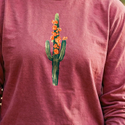 Painted Cactus in Bloom Cotton Long Sleeve
