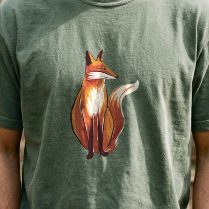 Painted Fox Cotton T-Shirt