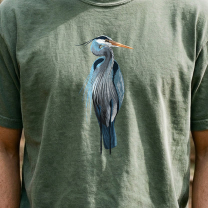 Painted Great Blue Heron Cotton T-Shirt