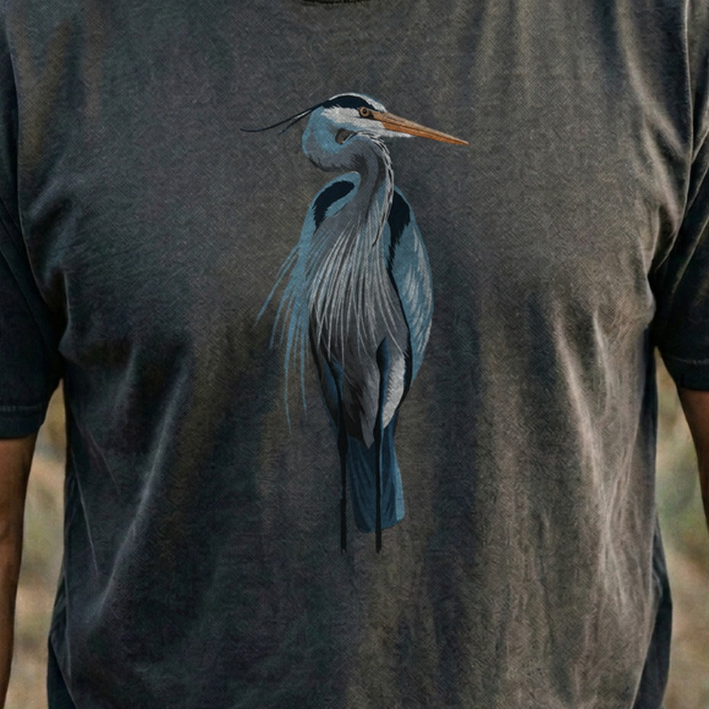 Painted Great Blue Heron Cotton T-Shirt