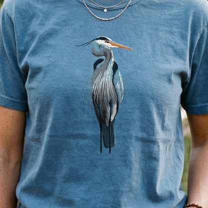 Painted Great Blue Heron Cotton T-Shirt