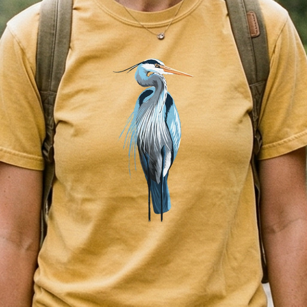 Painted Great Blue Heron Cotton T-Shirt