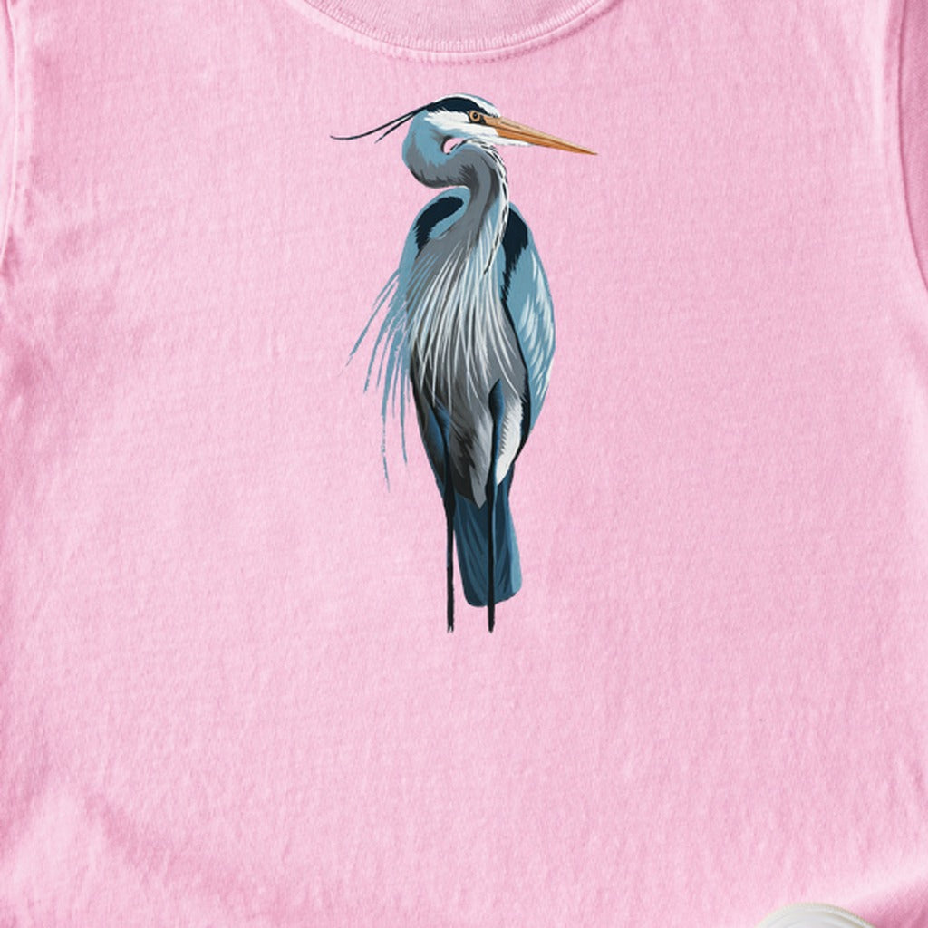 Painted Great Blue Heron Kids Cotton T-Shirt