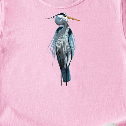 Painted Great Blue Heron Kids Cotton T-Shirt