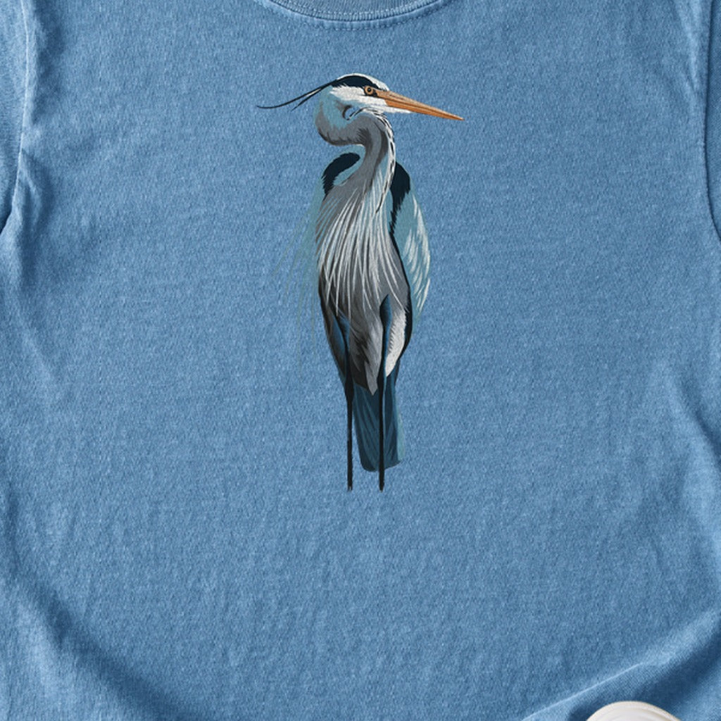 Painted Great Blue Heron Kids Cotton T-Shirt