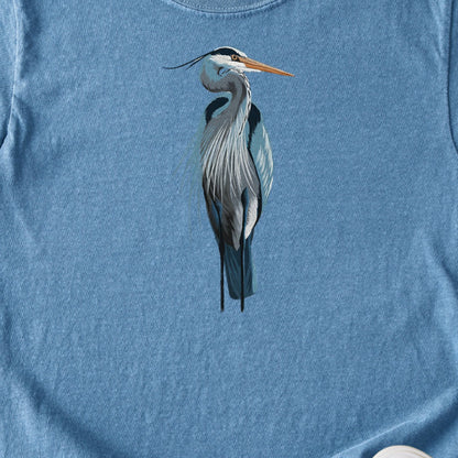 Painted Great Blue Heron Kids Cotton T-Shirt