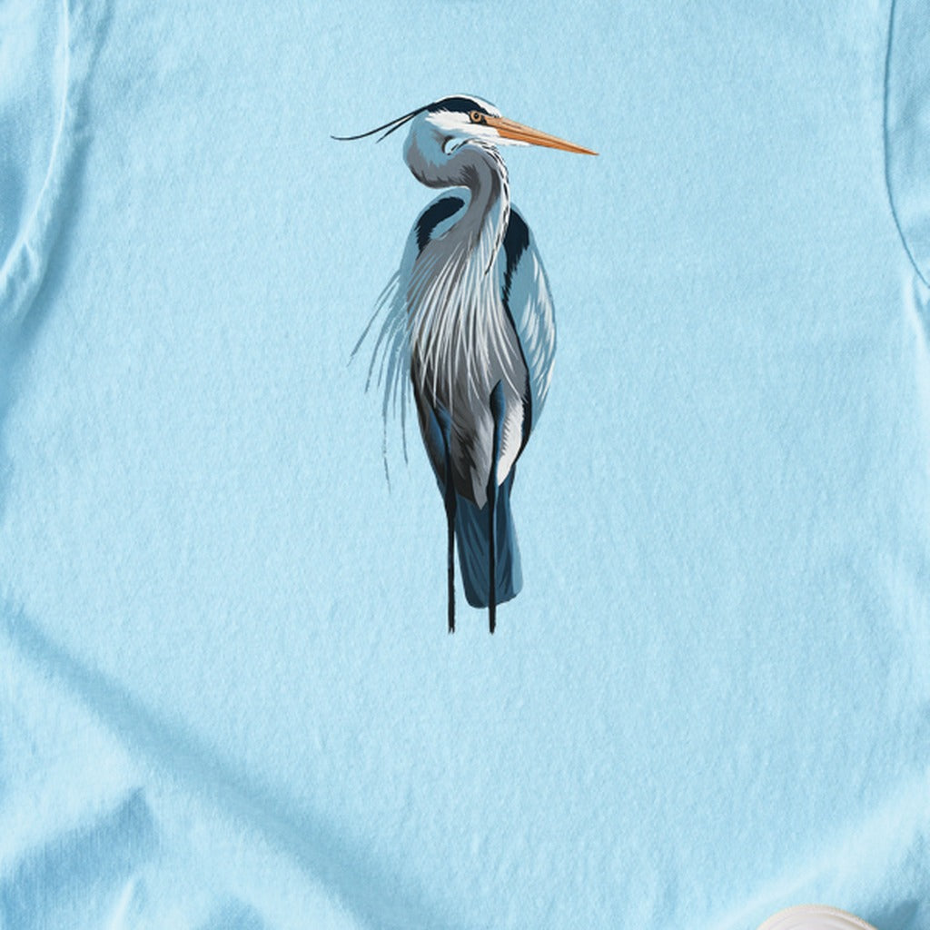 Painted Great Blue Heron Kids Cotton T-Shirt