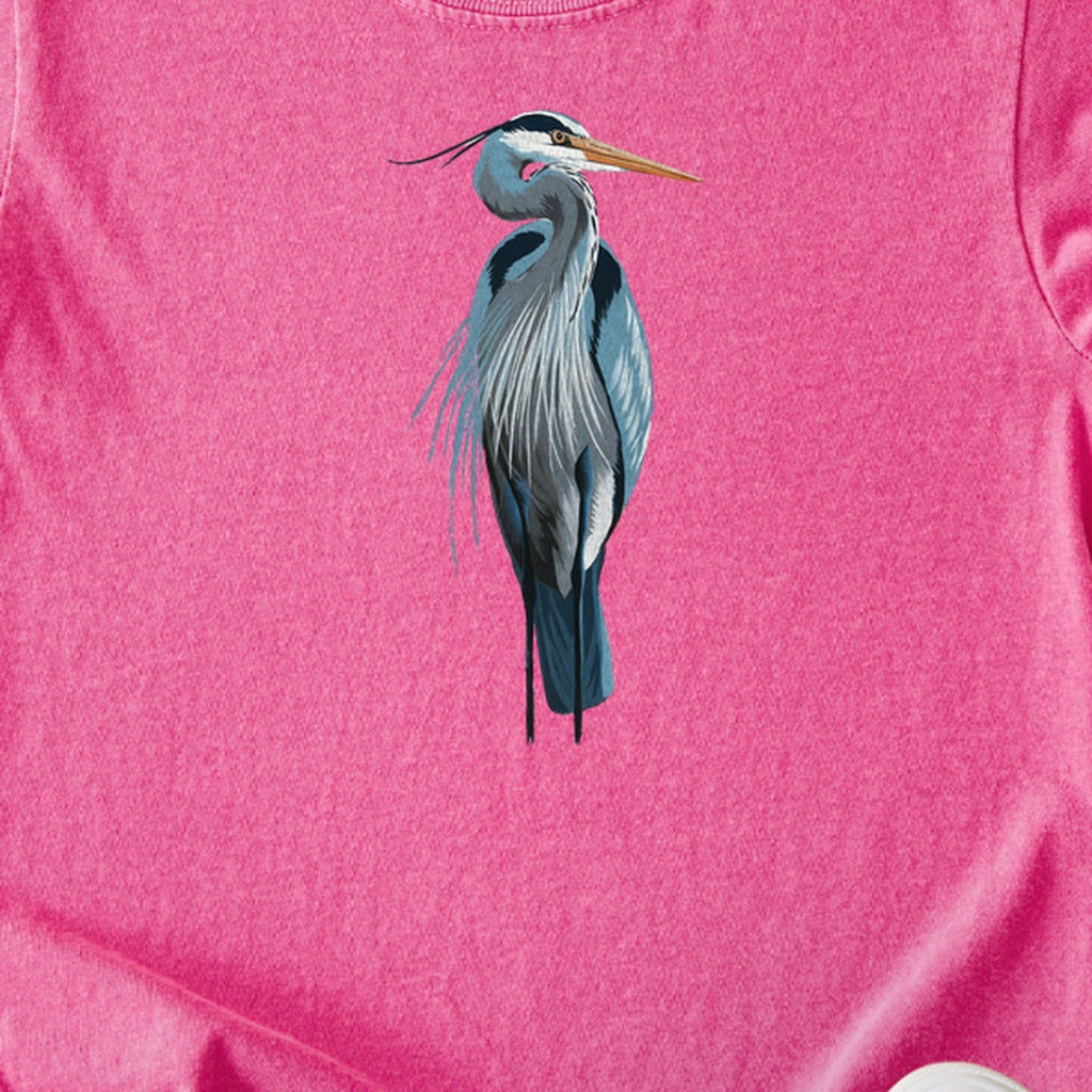 Painted Great Blue Heron Kids Cotton T-Shirt