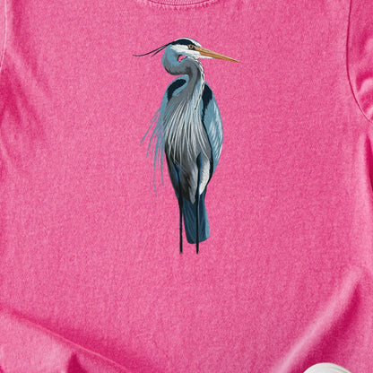 Painted Great Blue Heron Kids Cotton T-Shirt