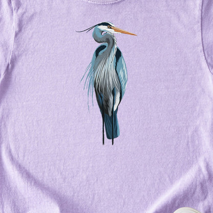 Painted Great Blue Heron Kids Cotton T-Shirt