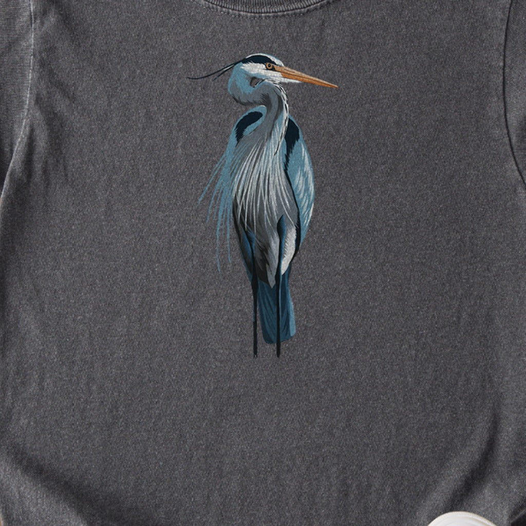 Painted Great Blue Heron Kids Cotton T-Shirt