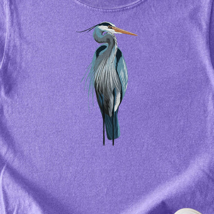 Painted Great Blue Heron Kids Cotton T-Shirt