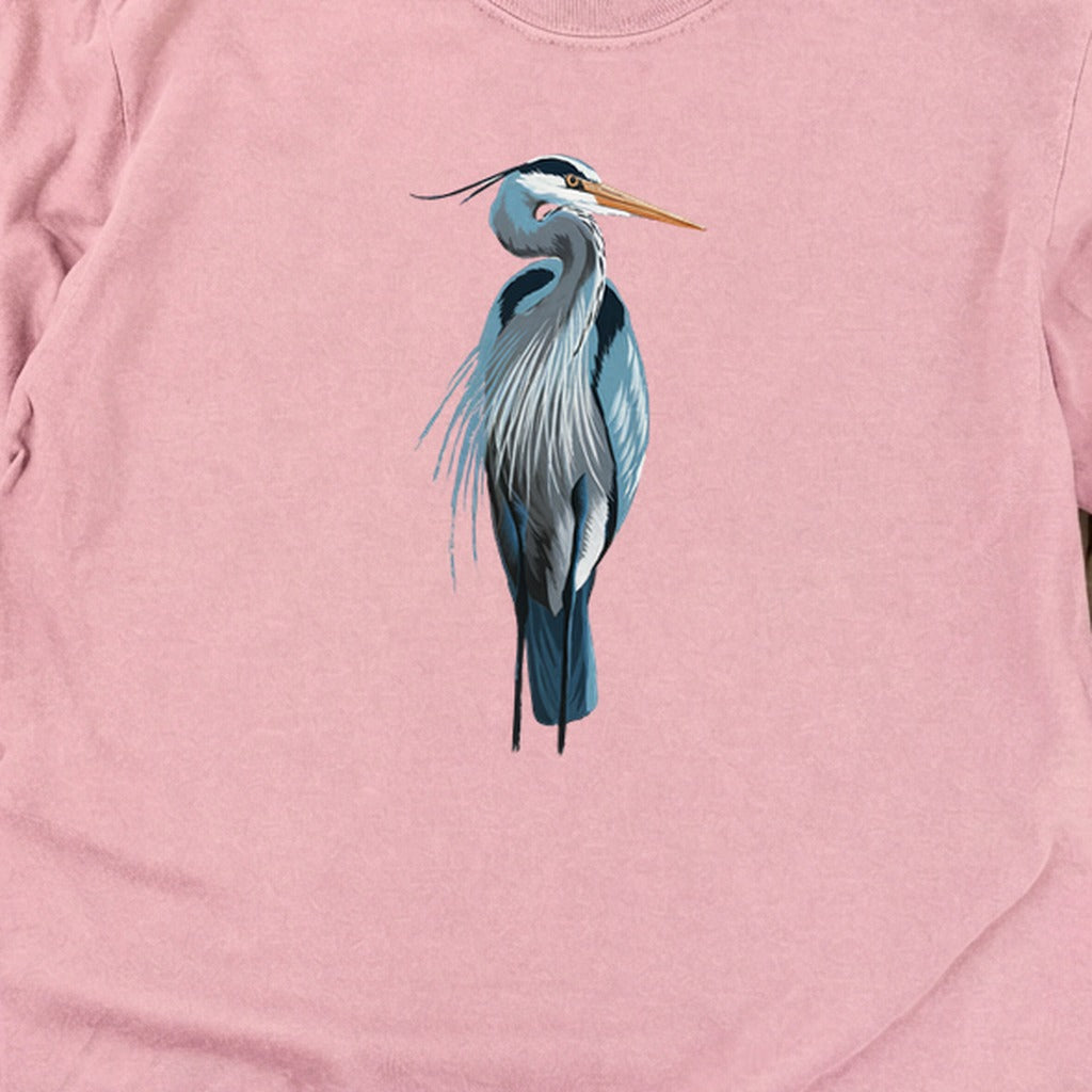 Painted Great Blue Heron Cotton Long Sleeve
