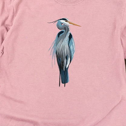 Painted Great Blue Heron Cotton Long Sleeve
