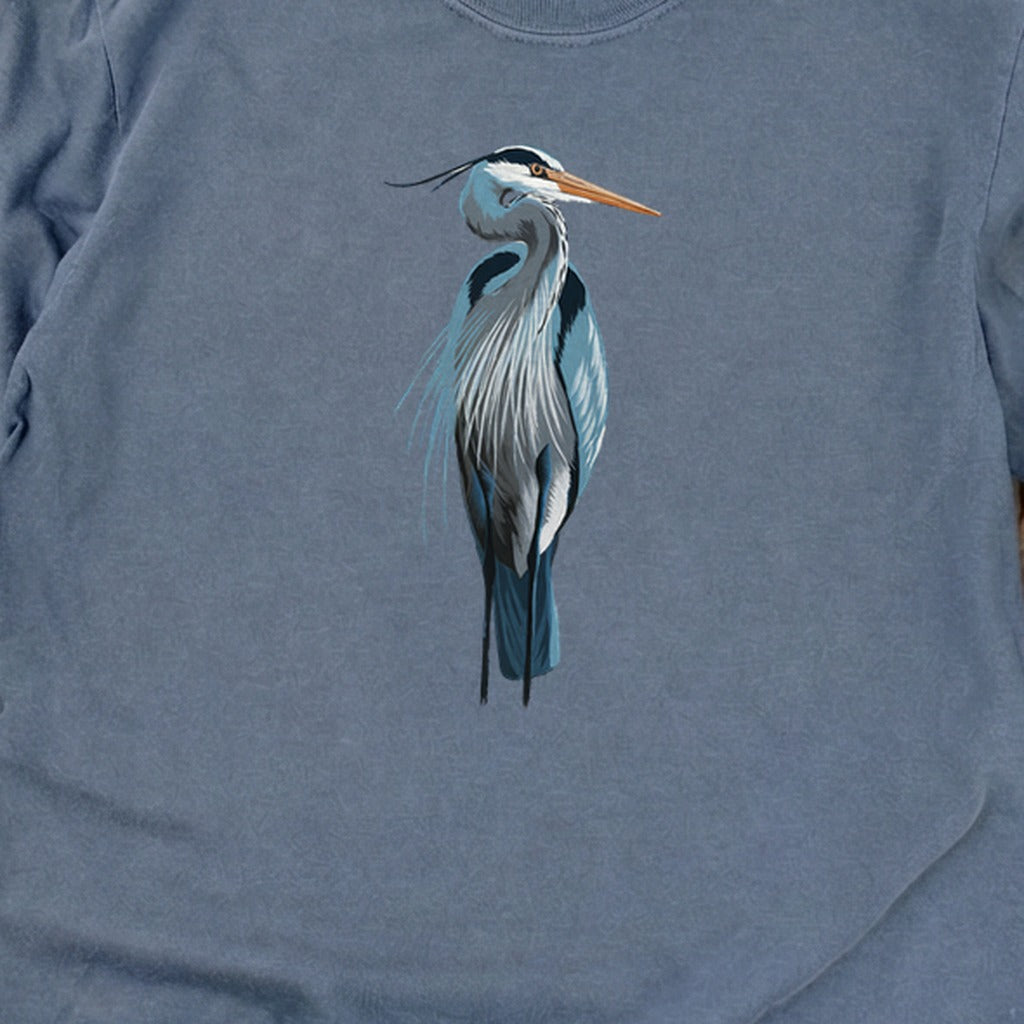 Painted Great Blue Heron Cotton Long Sleeve