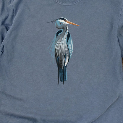 Painted Great Blue Heron Cotton Long Sleeve