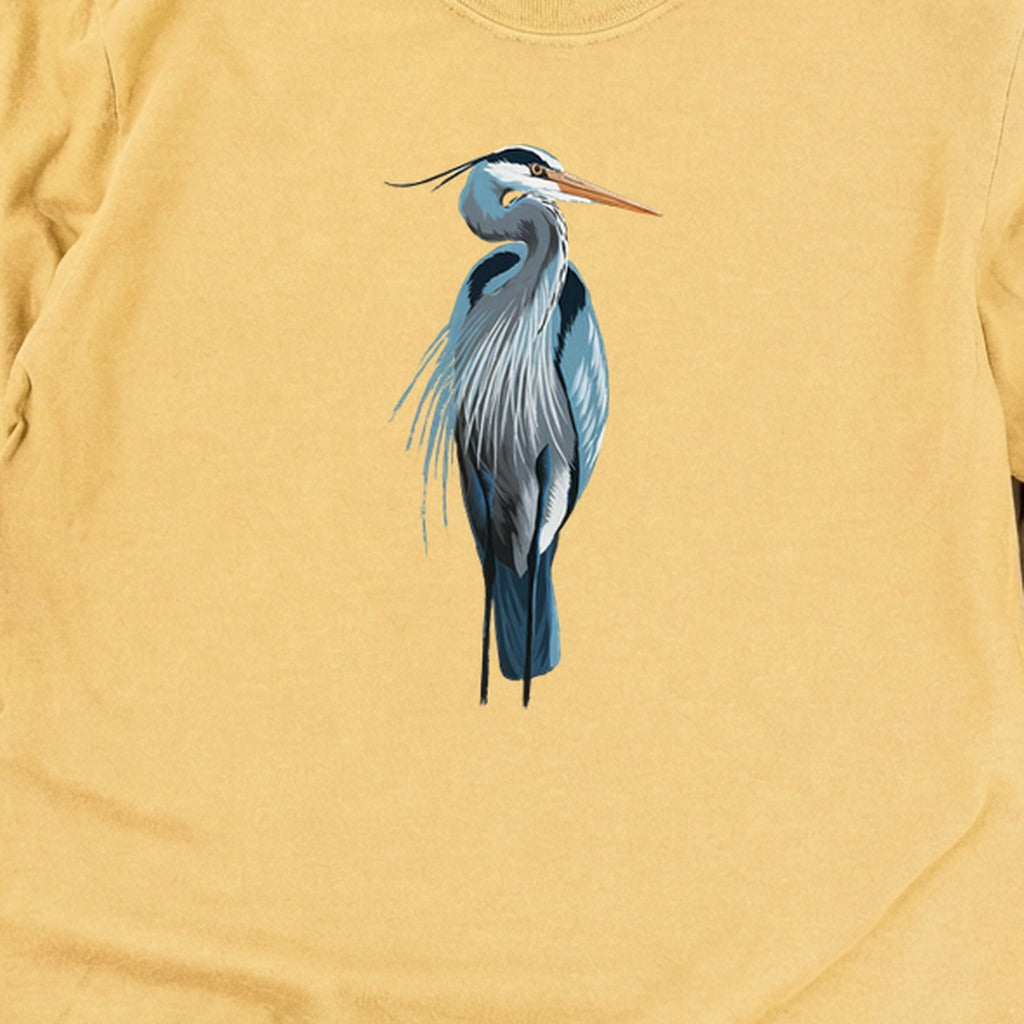 Painted Great Blue Heron Cotton Long Sleeve