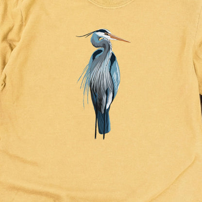 Painted Great Blue Heron Cotton Long Sleeve