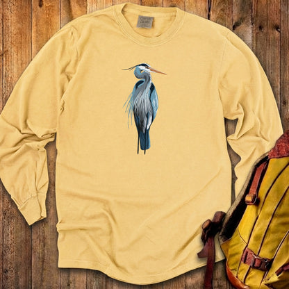 Painted Great Blue Heron Cotton Long Sleeve