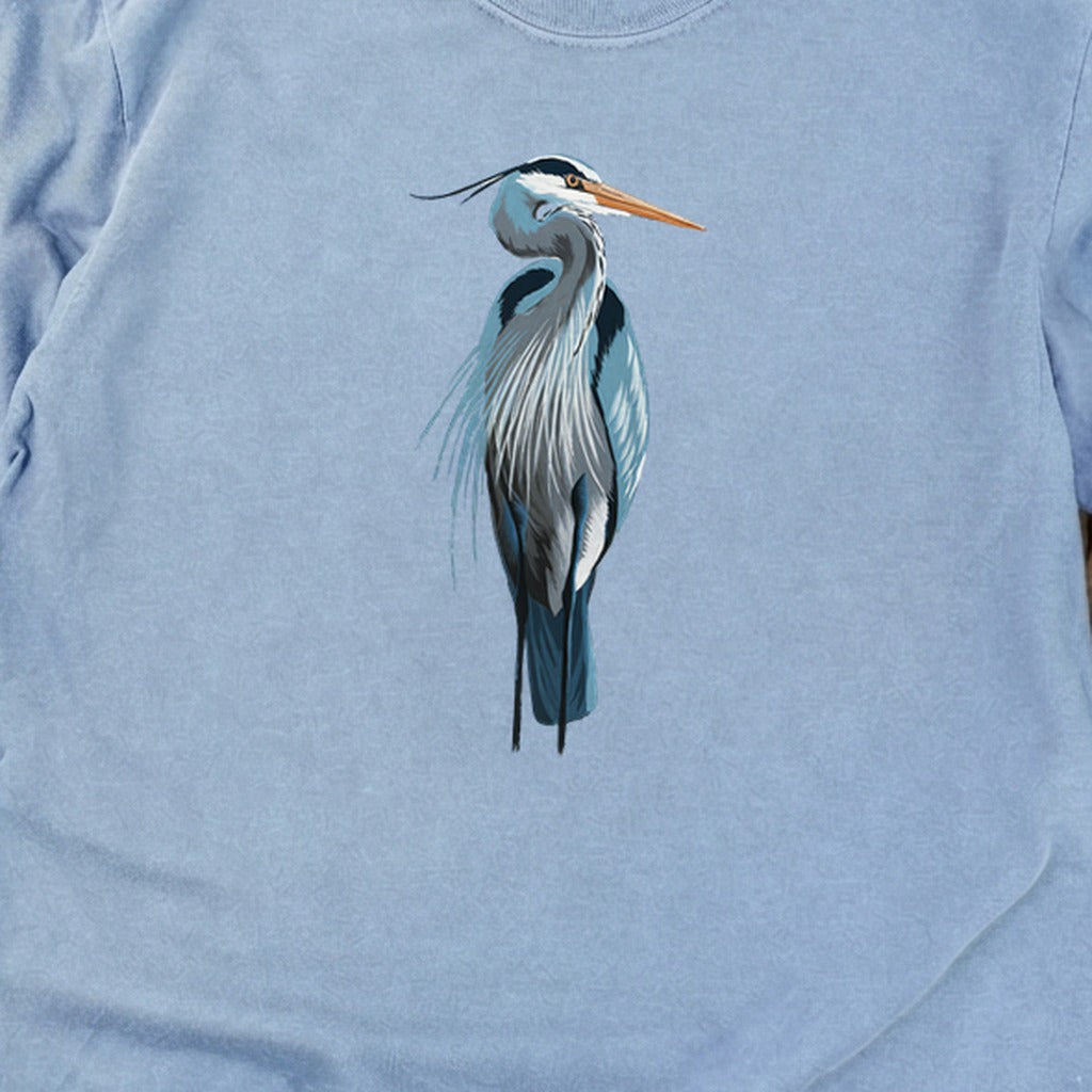 Painted Great Blue Heron Cotton Long Sleeve