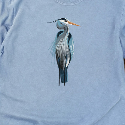 Painted Great Blue Heron Cotton Long Sleeve