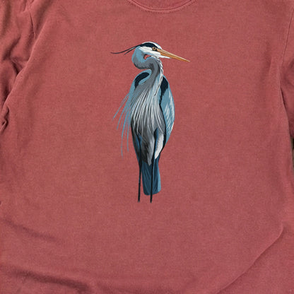 Painted Great Blue Heron Cotton Long Sleeve