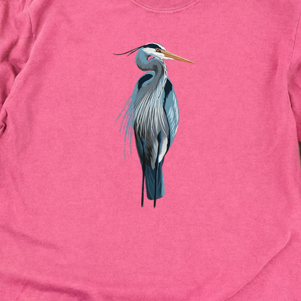Painted Great Blue Heron Cotton Long Sleeve