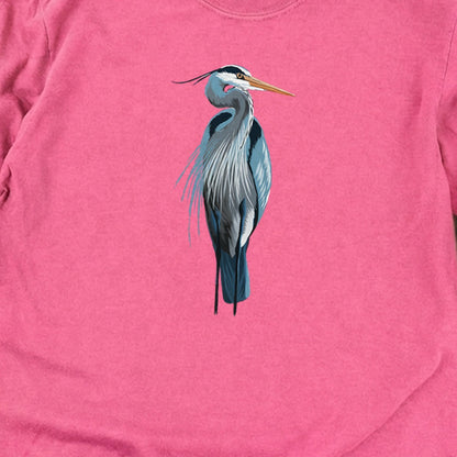 Painted Great Blue Heron Cotton Long Sleeve