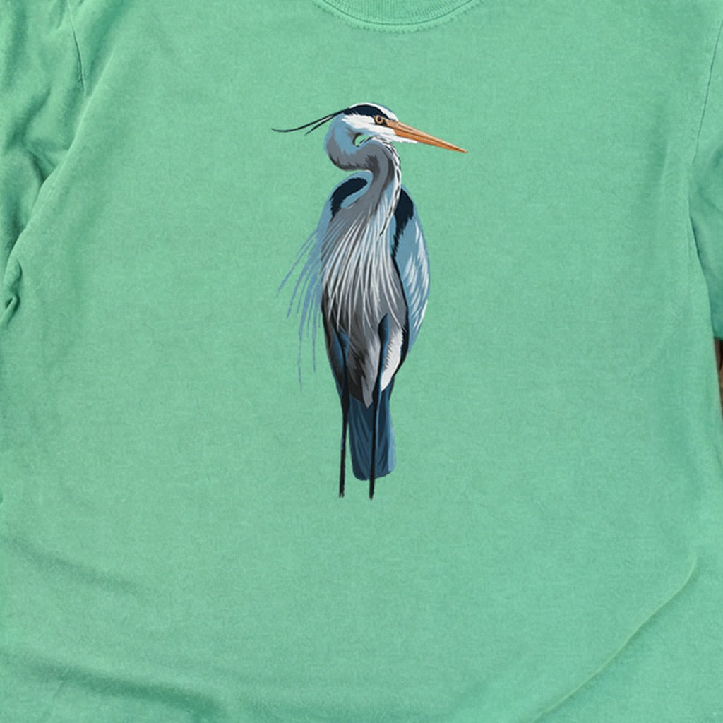 Painted Great Blue Heron Cotton Long Sleeve