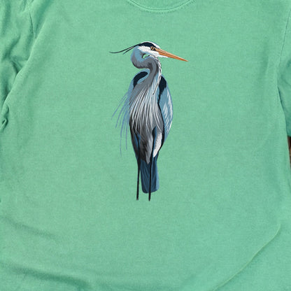 Painted Great Blue Heron Cotton Long Sleeve