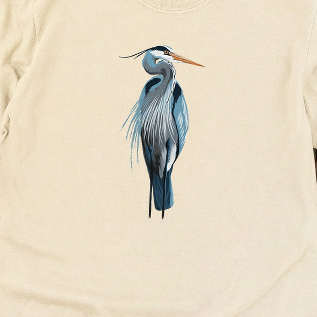 Painted Great Blue Heron Cotton Long Sleeve