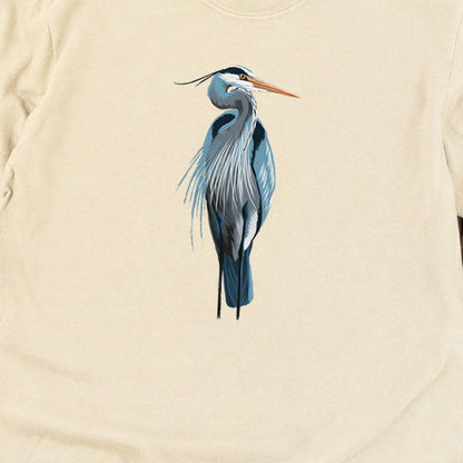 Painted Great Blue Heron Cotton Long Sleeve