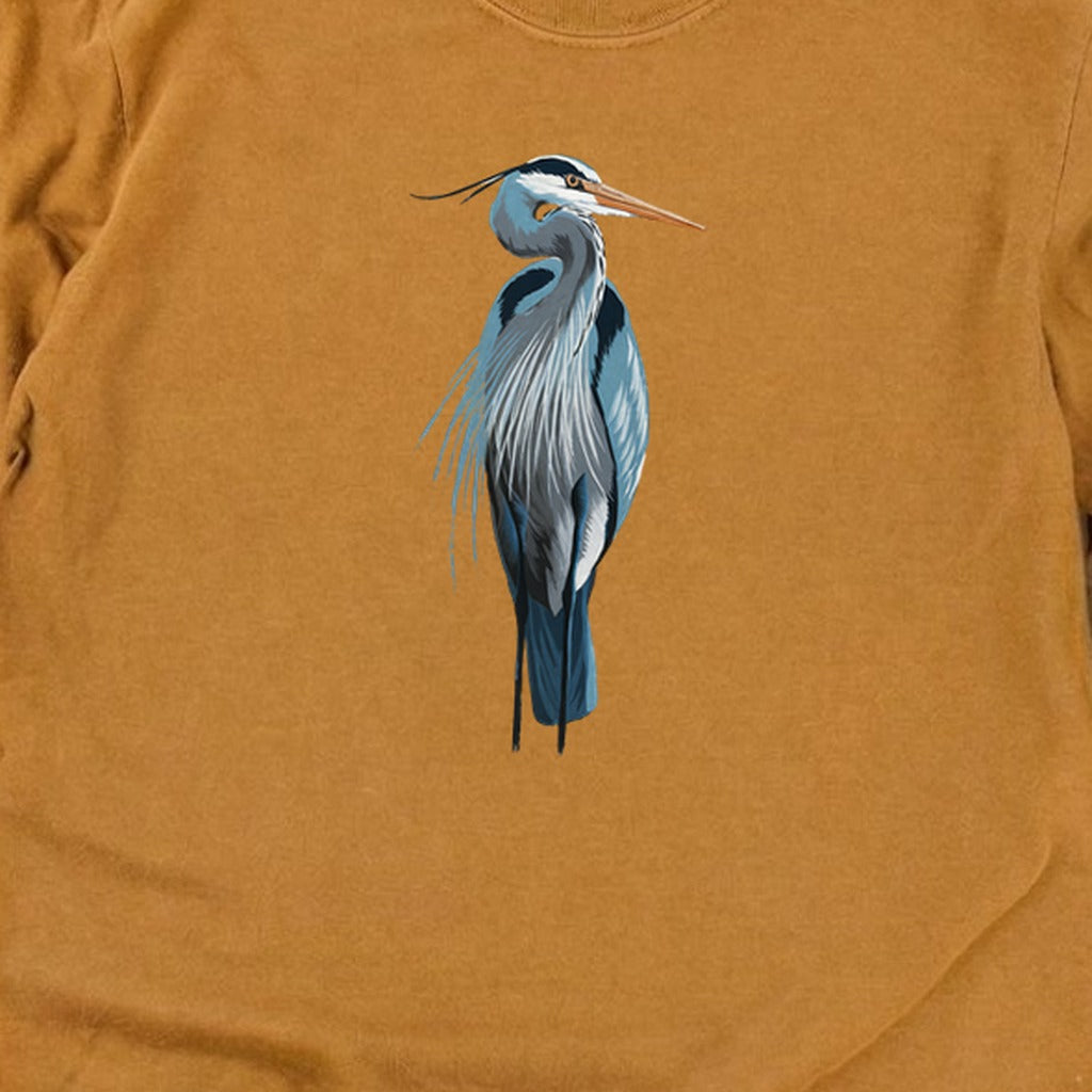 Painted Great Blue Heron Cotton Long Sleeve